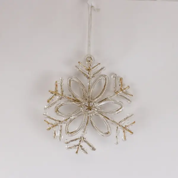 Lot of 3 Clear Snowflake Christmas Tree Ornaments