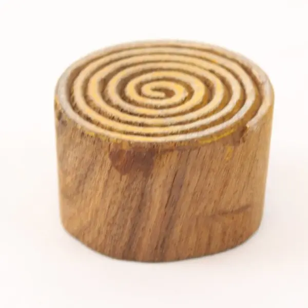 Lot of 11 Wooden Block Printing Stamps Spiral Geometric