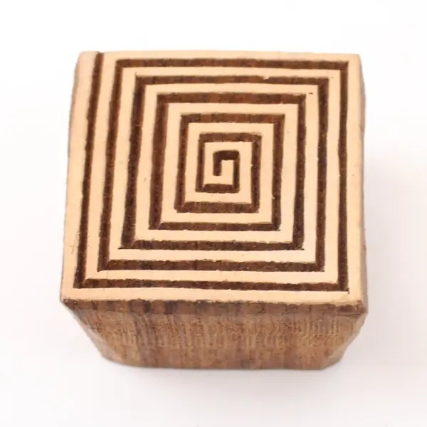 Lot of 11 Wooden Block Printing Stamps Spiral Geometric