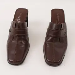 Coldwater Creek Women's Brown Leather Square Toe Mule Heels 6.5M