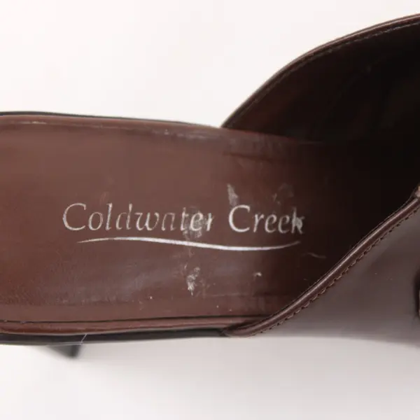 Coldwater Creek Women's Brown Leather Square Toe Mule Heels 6.5M