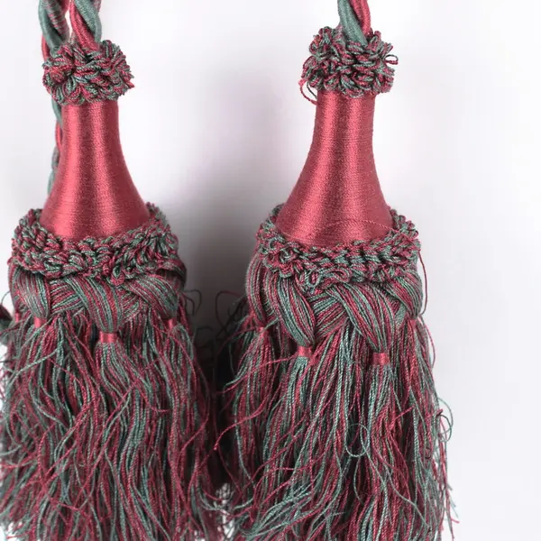 Red & Green Tassel Curtain Tieback 8.5 ft Decorative Window Treatment
