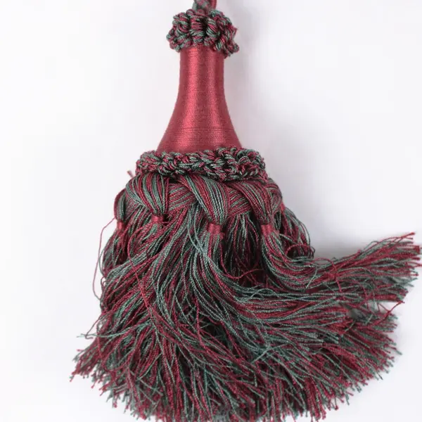 Red & Green Tassel Curtain Tieback 8.5 ft Decorative Window Treatment