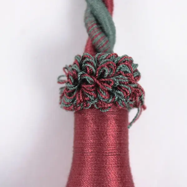 Red & Green Tassel Curtain Tieback 8.5 ft Decorative Window Treatment