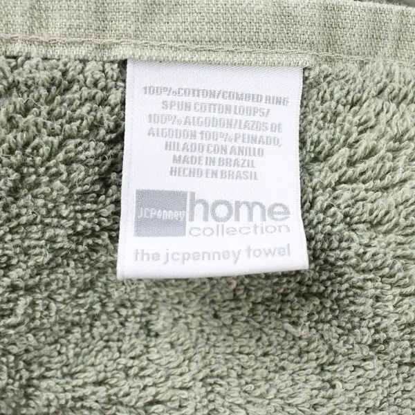 Set of 2 JCPenney Home Collection Textured Bath Towels Muted Green