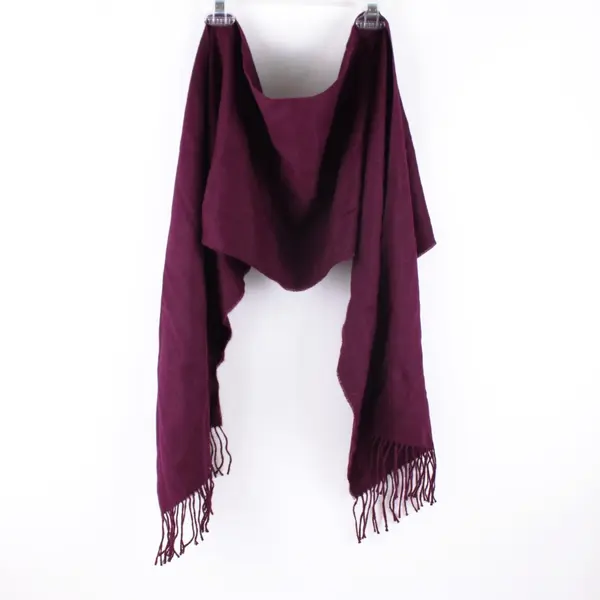La Alpaca Burgundy Fringed Rectangle Scarf 12 x 64 in
