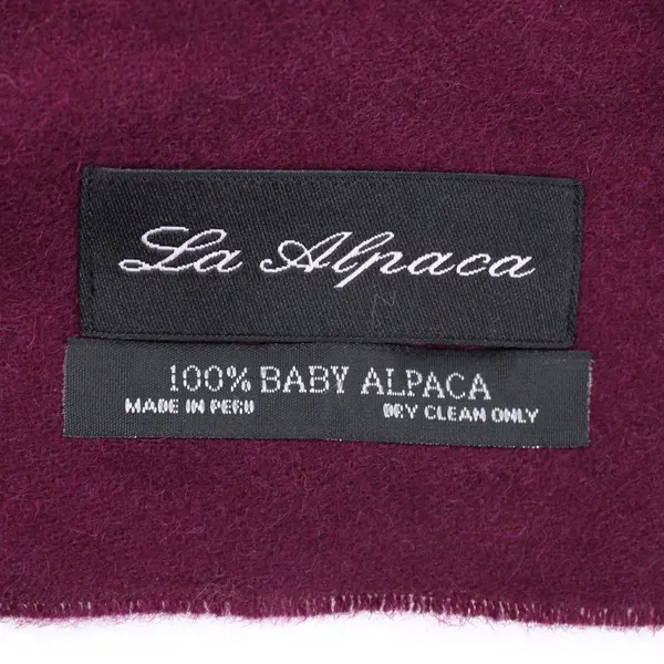 La Alpaca Burgundy Fringed Rectangle Scarf 12 x 64 in