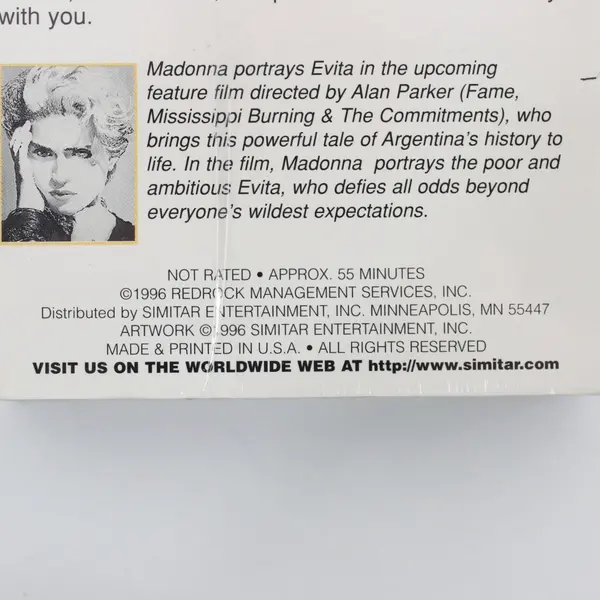 Evita: The Story of Eva Peron (portraying Madonna) VHS 1996, #4275, Sealed 