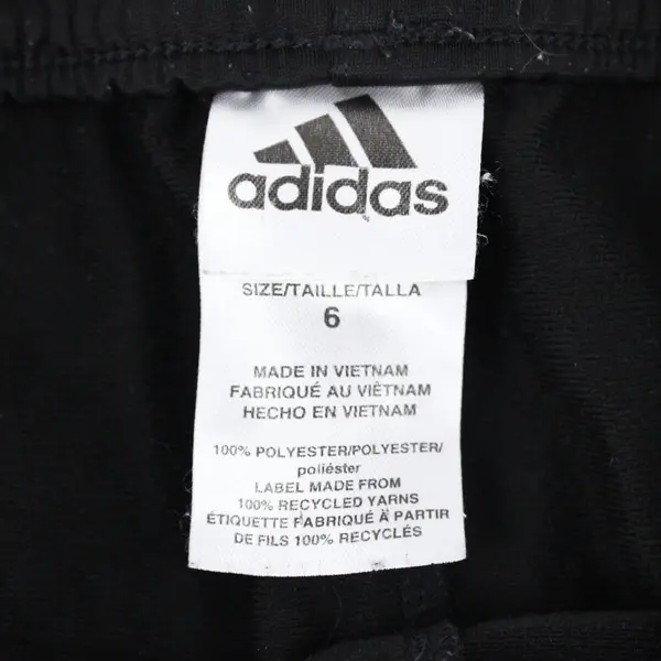adidas Kids Black White 3-Stripe Joggers Pants Size 6