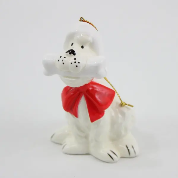 Hamilton Gifts Ruff Dog Santa Hat Bone Ornament P3966 1988 Copyright