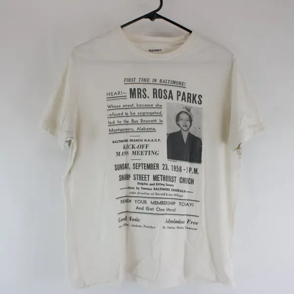Old Navy Rosa Parks Baltimore Graphic T-Shirt Men's Size M White