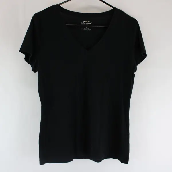 Banana Republic Timeless Tee Women's Medium Black V-Neck Short Sleeve