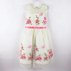 Jona Michelle Girls Cream Tulle Dress Pink Floral Embroidery Size 5