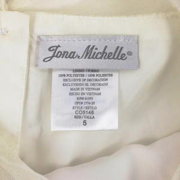 Jona Michelle Girls Cream Tulle Dress Pink Floral Embroidery Size 5