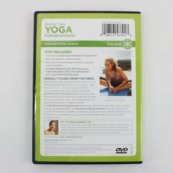 Gaiam Rodney Yee's Yoga for Beginners DVD Colleen Saidman 80 Min 2008