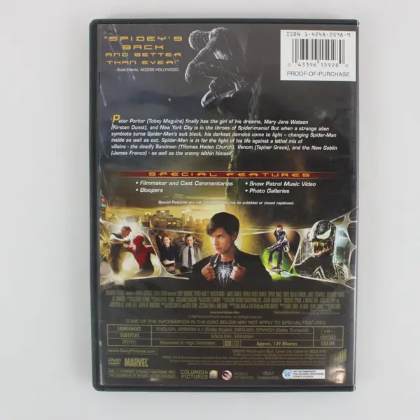 Spider-Man 3 DVD 2007 Widescreen Columbia #15928
