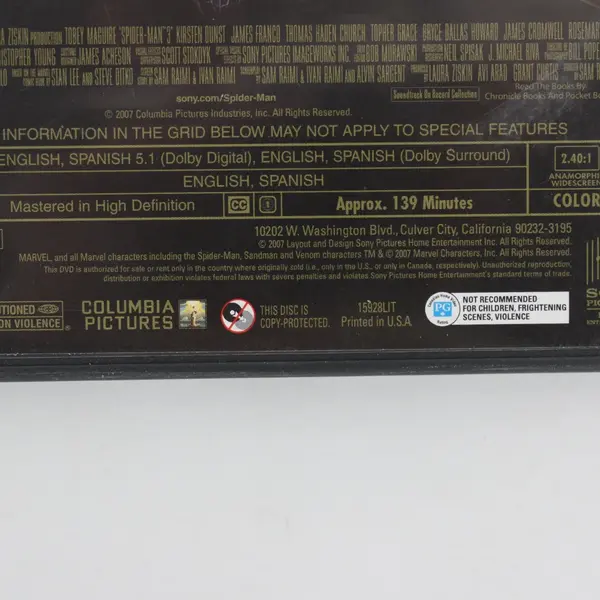Spider-Man 3 DVD 2007 Widescreen Columbia #15928