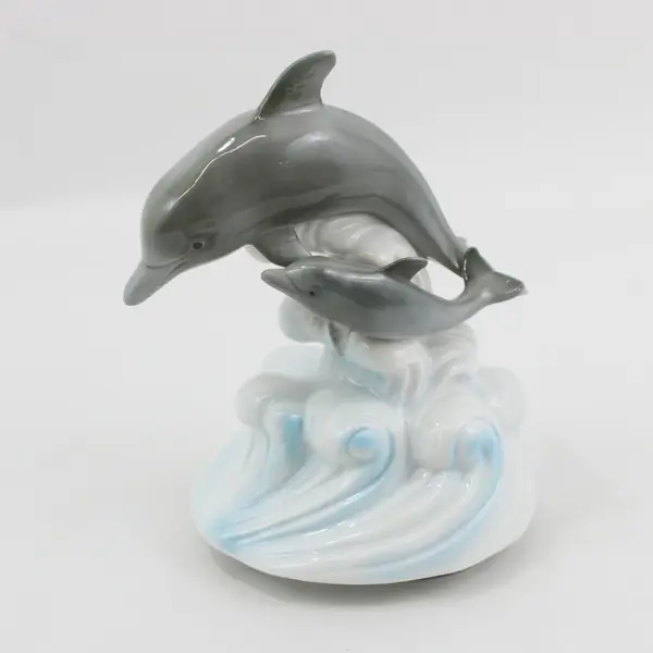 Otagiri Mother & Child Dolphin Music Box Ocean Waves