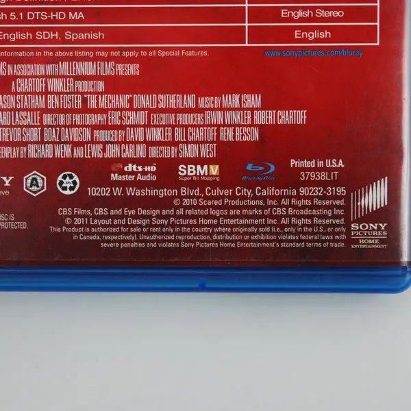 The Mechanic Blu-ray (2011) Jason Statham Ben Foster Action Thriller