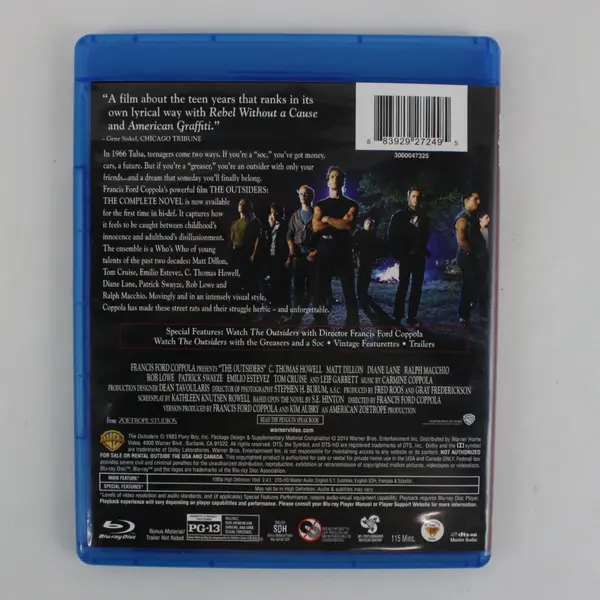 The Outsiders: The Complete Novel Blu-ray 1983 Coppola Pre-Owned