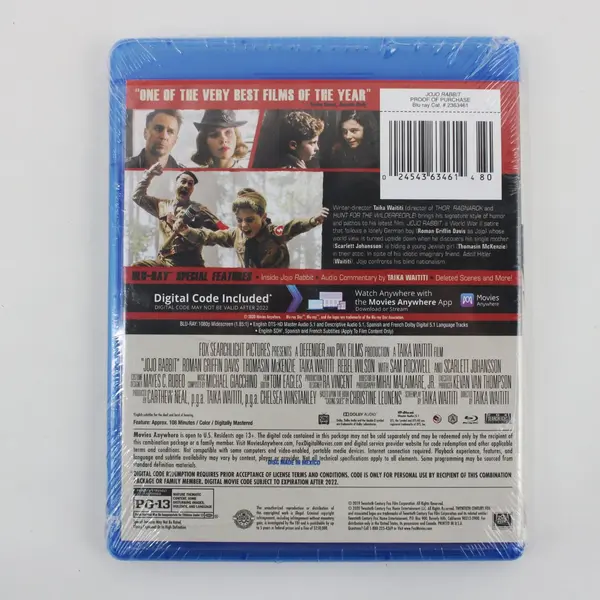 Jojo Rabbit Blu-ray 2019 Taika Waititi Scarlett Johansson Sam Rockwell