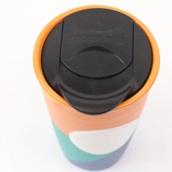 Starbucks 10oz Ceramic Travel Tumbler Orange Teal Purple Flat Oval Accent