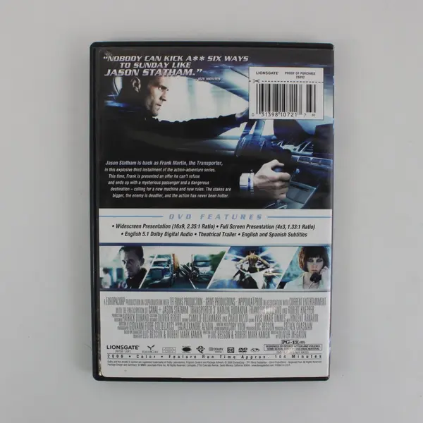 Transporter 3 DVD Full Screen & Widescreen Lionsgate Jason Statham
