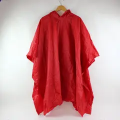 Red Packable Vinyl Rain Poncho Adult S/M Camping Hiking