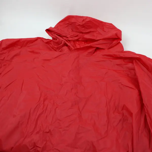 Red Packable Vinyl Rain Poncho Adult S/M Camping Hiking