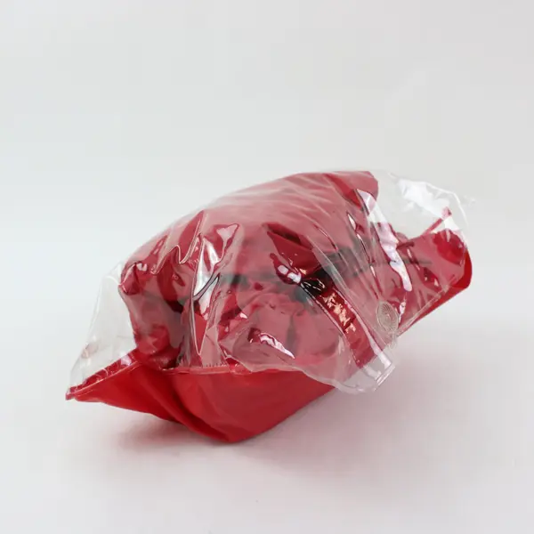 Red Packable Vinyl Rain Poncho Adult S/M Camping Hiking