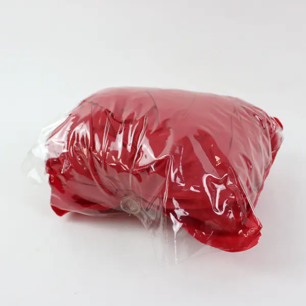 Red Packable Vinyl Rain Poncho Adult S/M Camping Hiking