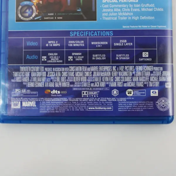 Fantastic Four (2005) Blu-ray Marvel Movie Jessica Alba Chris Evans