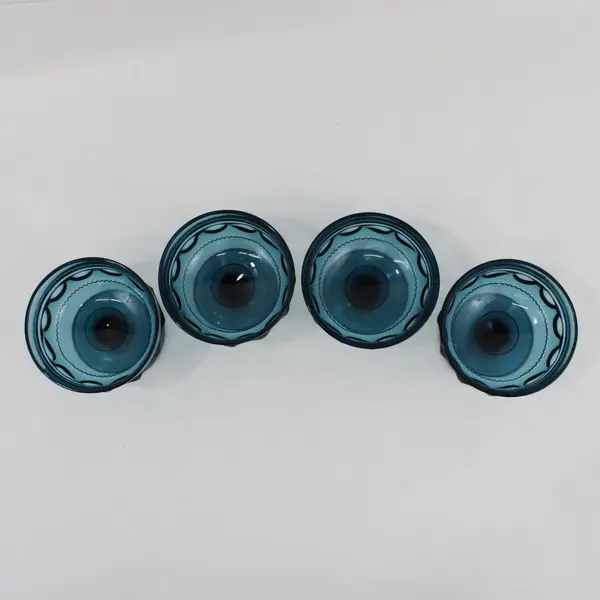 Set of 4 MCM Colony Crown Blue Glass Sherbet Champagne Glasses 