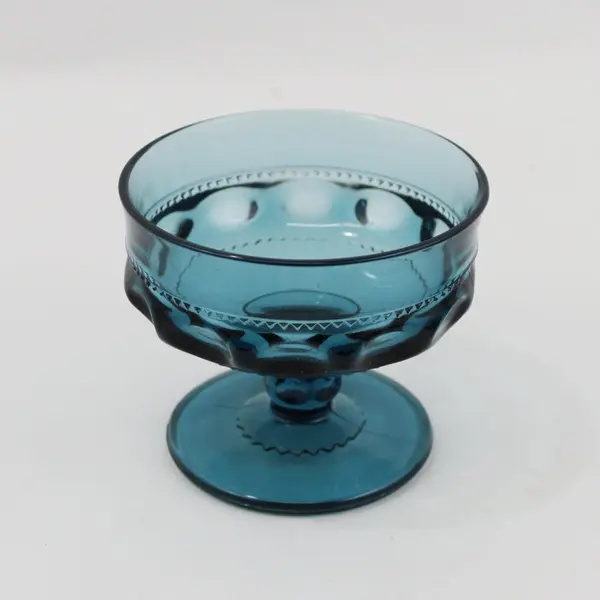 Set of 4 MCM Colony Crown Blue Glass Sherbet Champagne Glasses 