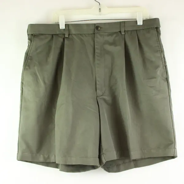 Haggar Men's Pleated Shorts Army Green Waist 40