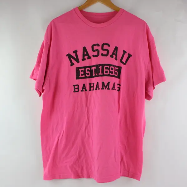 Nassau Bahamas Pink Men's T-Shirt Estimated 2XL No Size Tag