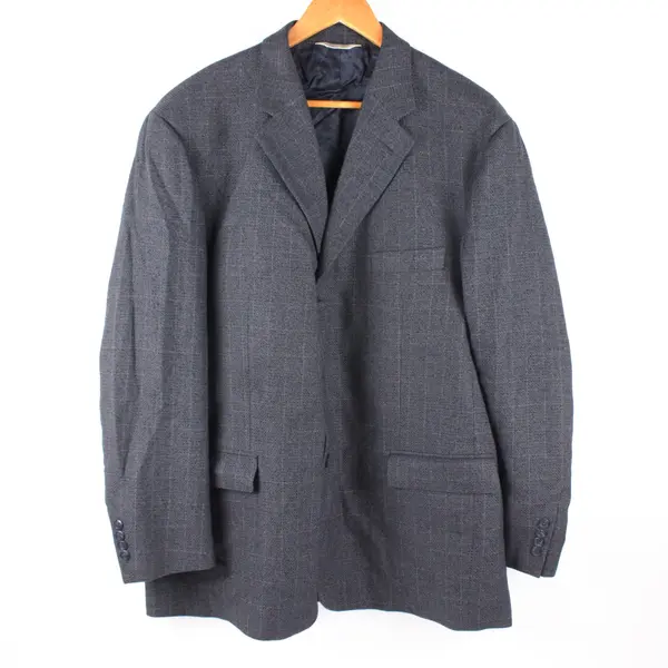 Pronto Uomo Men's 46R Gray Brown Plaid Silk Wool Suit Jacket
