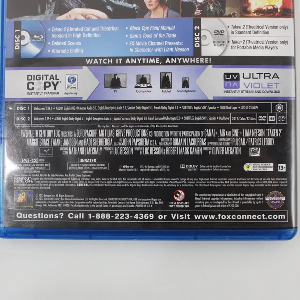 Taken 2 Unrated Cut 2012 Blu-ray Liam Neeson Movie