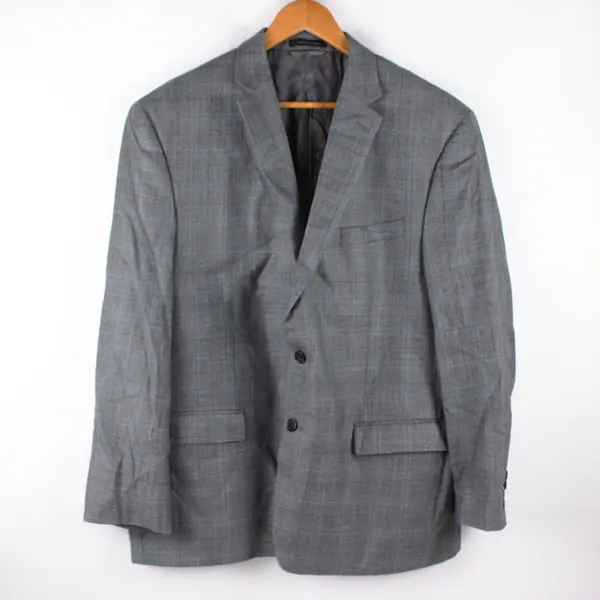 Lauren Ralph Lauren Men's 46R Gray Blue Plaid Suit Jacket