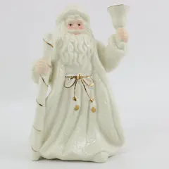 K's Collection Vintage 6in Cream Porcelain Santa Claus Figurine Gold Staff