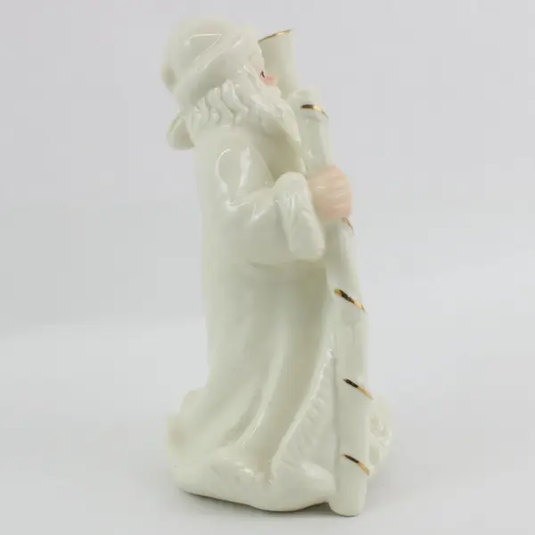 K's Collection Vintage 6in Cream Porcelain Santa Claus Figurine Gold Staff