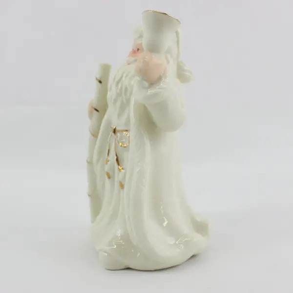 K's Collection Vintage 6in Cream Porcelain Santa Claus Figurine Gold Staff