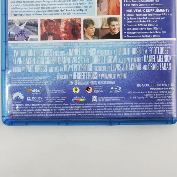 Footloose 1984 Blu-ray Deluxe Edition Kevin Bacon Lori Singer Canada Edition
