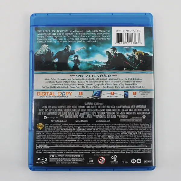 Harry Potter Order of the Phoenix Blu-ray DVD 2-Disc Movie Set F0386
