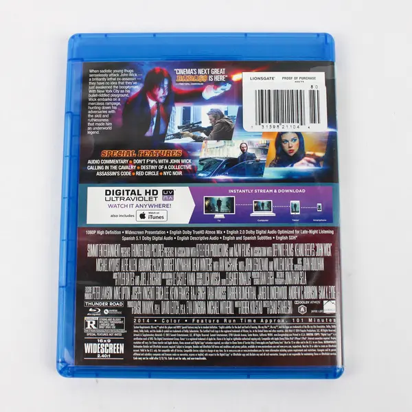 John Wick Blu-ray DVD Movie Keanu Reeves Action Thriller Film