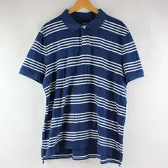 St. John's Bay Men's Polo Shirt Blue White Striped XL