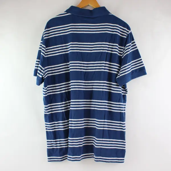 St. John's Bay Men's Polo Shirt Blue White Striped XL