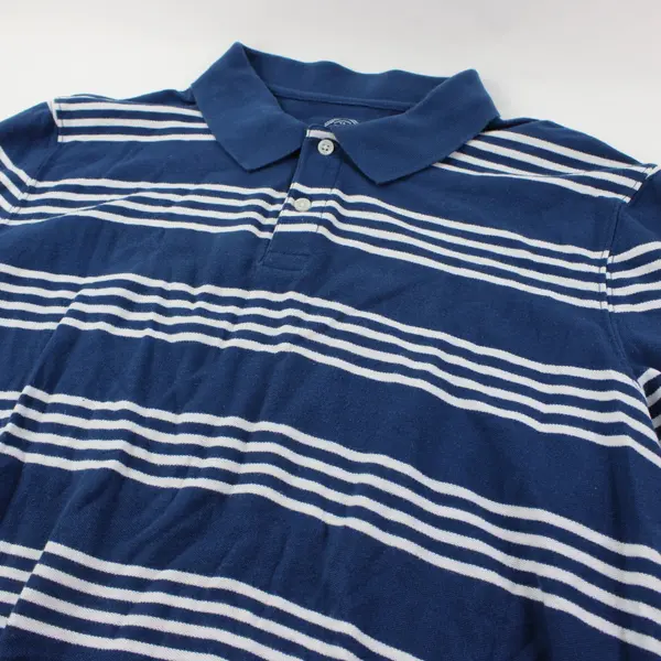 St. John's Bay Men's Polo Shirt Blue White Striped XL