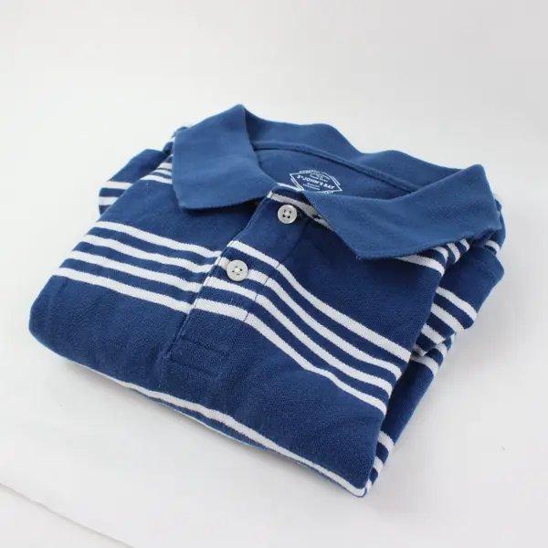 St. John's Bay Men's Polo Shirt Blue White Striped XL