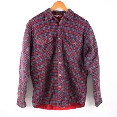 Timber Run Men's Medium Red Blue Plaid Button-Up Casual Shirt FLAWED